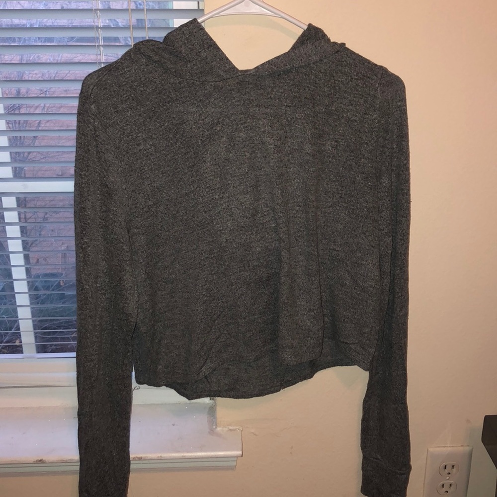 Grey Hooded Crop Top